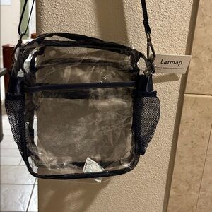 Clear Crossbody Bag with Navy Accents